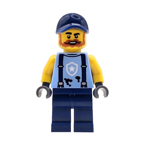 Minifigurka LEGO Police Mechanic, Bright Light Blue Torso, Dark Blue Legs, Dark Blue Cap