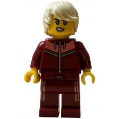 Minifigurka LEGO Skier, Dark Red Suit, Tan Hair