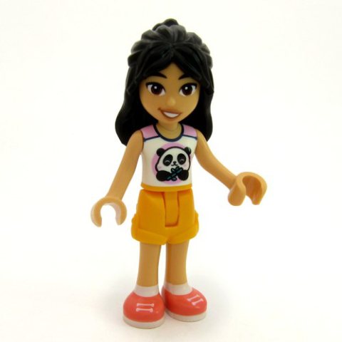 Minifigurka LEGO Liann - White Shirt with Panda, Bright Light Orange Shorts