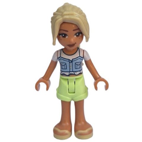 Minifigurka LEGO Sara - Bright Light Blue Top, Yellowish Green Shorts