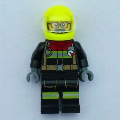 Minifigurka LEGO Firefighter, Black Fire Suit, Vibrant Yellow Helmet
