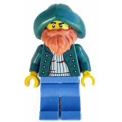 Minifigurka LEGO Captain, Dark Tan Torso, Sand Blue Legs, Dark Green Hat, Dark Orange Beard