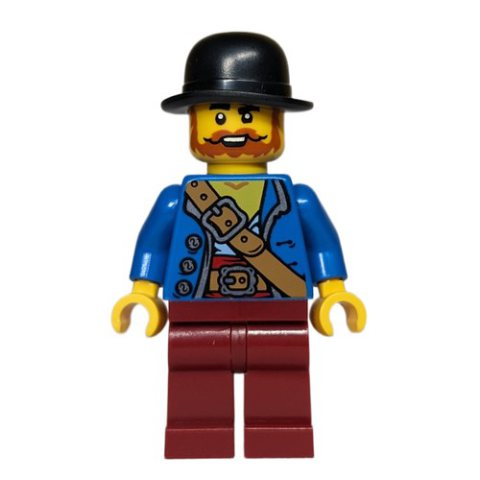 Minifigurka LEGO Robber, Blue Torso, Dark Red Legs, Black Hat