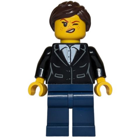 Minifigurka LEGO Robber, Black Torso, Dark Blue Legs, Dark Brown Hair