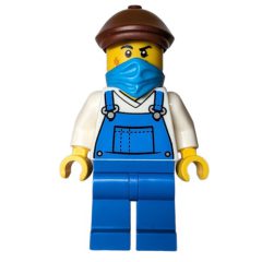 Minifigurka LEGO Train Driver, Blue Overalls, Mask, Reddish Brown Cap