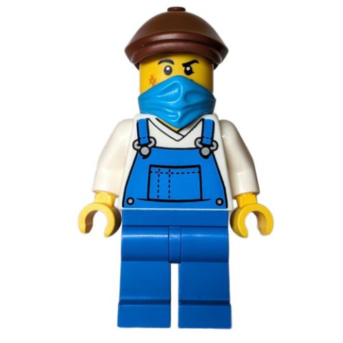 Minifigurka LEGO Train Driver, Blue Overalls, Mask, Reddish Brown Cap