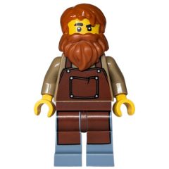 Minifigurka LEGO Train Driver, Reddish Brown Apron, Orange Hair, Beard