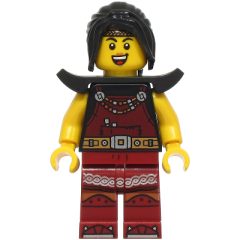 Minifigurka LEGO Blacksmith, Black Torso, Dark Red Legs, Black Hair