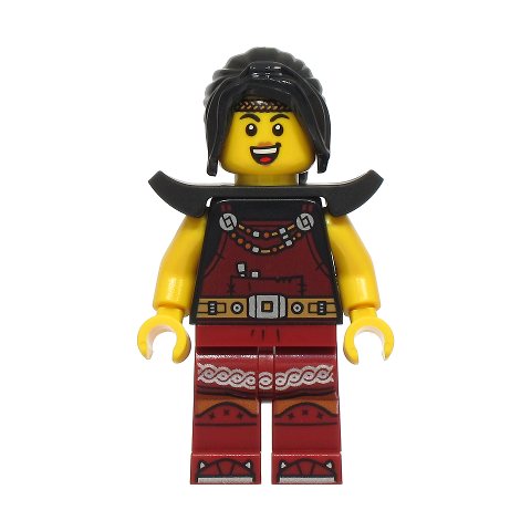 Minifigurka LEGO Blacksmith, Black Torso, Dark Red Legs, Black Hair