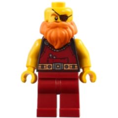 Minifigurka LEGO Blacksmith, Black Torso, Dark Red Legs, Orange Beard
