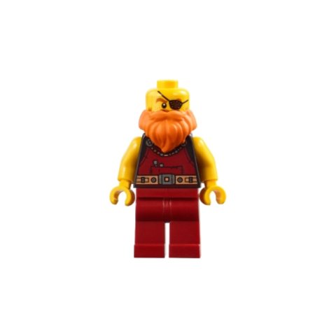 Minifigurka LEGO Blacksmith, Black Torso, Dark Red Legs, Orange Beard