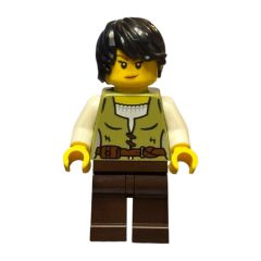 Minifigurka LEGO Snake Charmer, Olive Green Torso, Dark Brown Legs, Black Hair