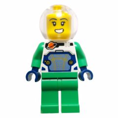 Minifigurka LEGO Astronaut, White Spacesuit, Bright Green Legs, Sphere Helmet