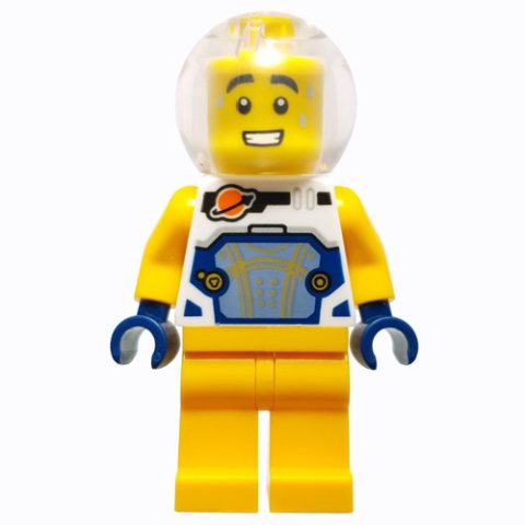 Minifigurka LEGO Astronaut, White Spacesuit, Bright Light Orange Legs, Sphere Helmet
