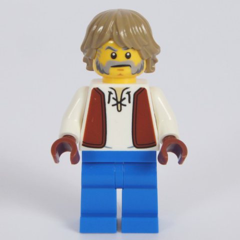 Minifigurka LEGO Villager, Man, Dark Brown Vest, Blue Legs, Dark Tan Hair