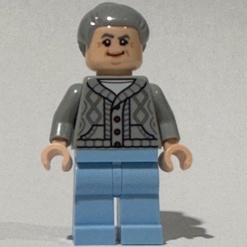 Minifigurka LEGO Aunt May, Light Bluish Gray Sweater, Bright Light Blue Legs
