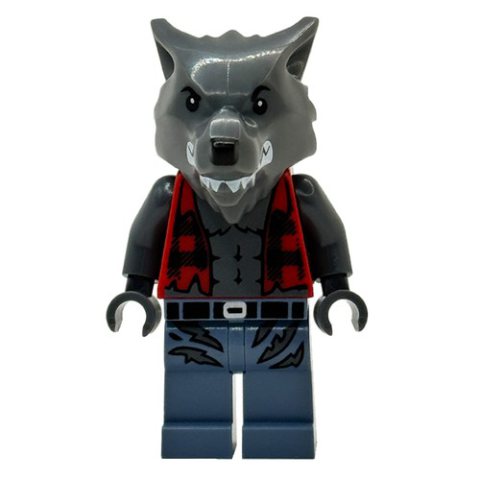 Minifigurka LEGO Werewolf, Torn Red Flannel Shirt, Sand Blue Legs
