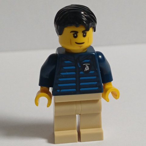 Minifigurka LEGO Lamborghini Driver, Dark Blue Torso, Tan Legs, Black Hair