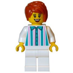 Minifigurka LEGO Gelato Seller, White Torso, White Legs, Dark Orange Hair