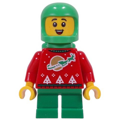 Minifigurka LEGO Elf - Red Torso, Green Legs, Space Helmet