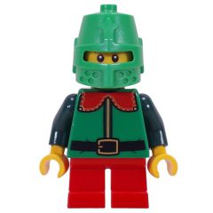 Minifigurka LEGO Elf - Green Torso, Red Legs, Knight Helmet
