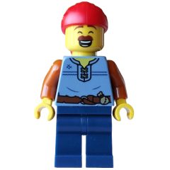 Minifigurka LEGO Pirate, Sand Blue Torso, Dark Blue Legs, Red Bandana
