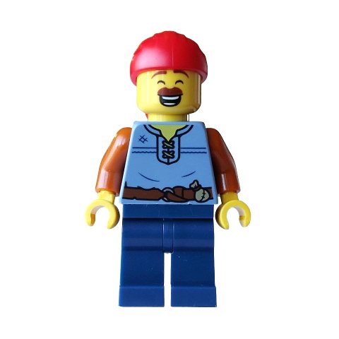 Minifigurka LEGO Pirate, Sand Blue Torso, Dark Blue Legs, Red Bandana