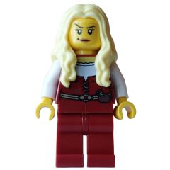 Minifigurka LEGO Pirate, Woman, Dark Red Torso, Legs, Bright Light Yellow Hair