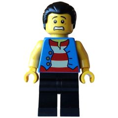 Minifigurka LEGO Pirate, Blue Torso, Black Legs, Black Hair