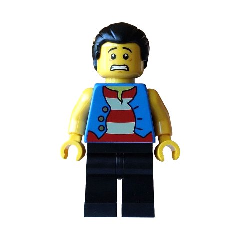 Minifigurka LEGO Pirate, Blue Torso, Black Legs, Black Hair
