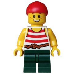 Minifigurka LEGO Pirate, Boy, White Torso, Dark Green Legs, Red Bandana