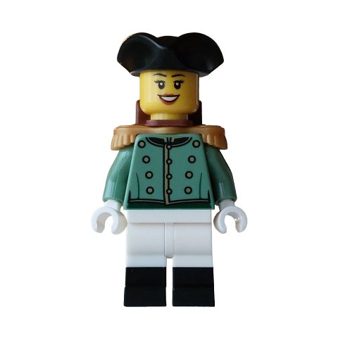 Minifigurka LEGO Soldier, Sand Green Uniform, White Legs, Black Hat, Backpack