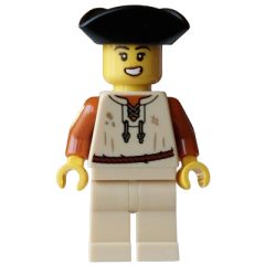 Minifigurka LEGO Pirate, Woman, Tan Torso, Legs, Black Hat
