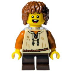 Minifigurka LEGO Elf, Tan Torso, Dark Brown Legs, Reddish Brown Hair, Neckbracket