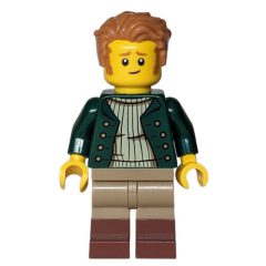 Minifigurka LEGO Man, Dark Green Torso, Dark Tan Legs, Medium Nougat Hair