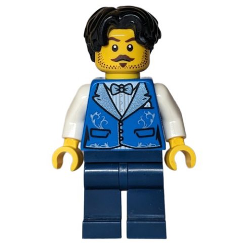 Minifigurka LEGO Man, Blue Torso, Dark Blue Legs, Black Hair