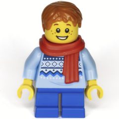 Minifigurka LEGO Kid, Bright Light Blue Torso, Blue Legs, Dark Orange Hair, Scarf