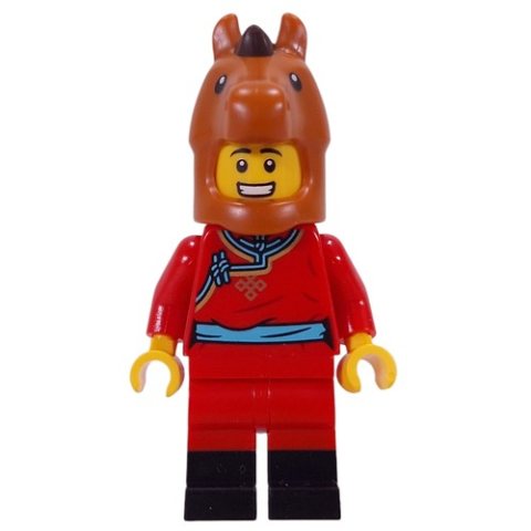 Minifigurka LEGO Horse Costume, Red Torso, Red/Black Legs
