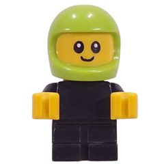 Minifigurka LEGO Baby, Racer, Black Body, Lime Helmet
