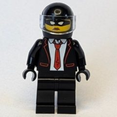 Minifigurka LEGO Criminal, Black Suit, Red Tie, Black Helmet
