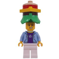 Minifigurka LEGO Bright Light Blue Torso, White Legs, Hamburger Hat