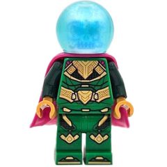 Minifigurka LEGO Mysterio, Green Outfit, Opal Trans-Light Blue Helmet, Plastic Cape