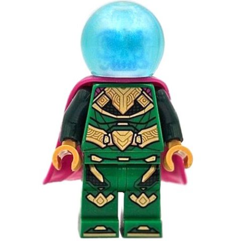 Minifigurka LEGO Mysterio, Green Outfit, Opal Trans-Light Blue Helmet, Plastic Cape