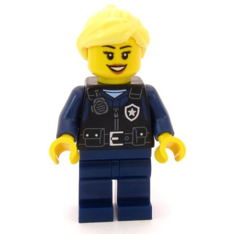 Minifigurka LEGO Airport Security, Black Torso, Dark Blue Legs, Bright Light Yellow Hair