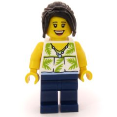 Minifigurka LEGO Passenger, White Torso, Dark Blue Legs, Black Hair
