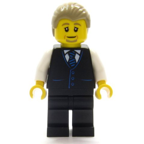 Minifigurka LEGO Air Traffic Controller, Black Suit, Dark Tan Hair