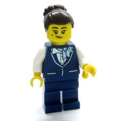 Minifigurka LEGO Air Hostess, Dark Blue Suit, Dark Brown Hair