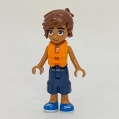 Minifigurka LEGO Leo, Bright Light Orange Vest, Dark Blue Pants, Life Vest