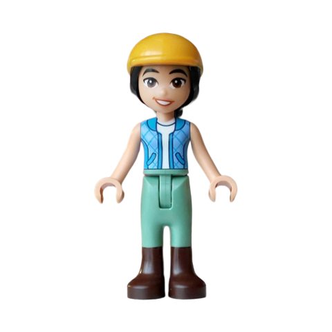 Minifigurka LEGO Liann, Blue Top, Sand Green Pants, Helemt