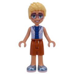 Minifigurka LEGO Olly, Bright Light Blue Shirt, Dark Orange Shorts